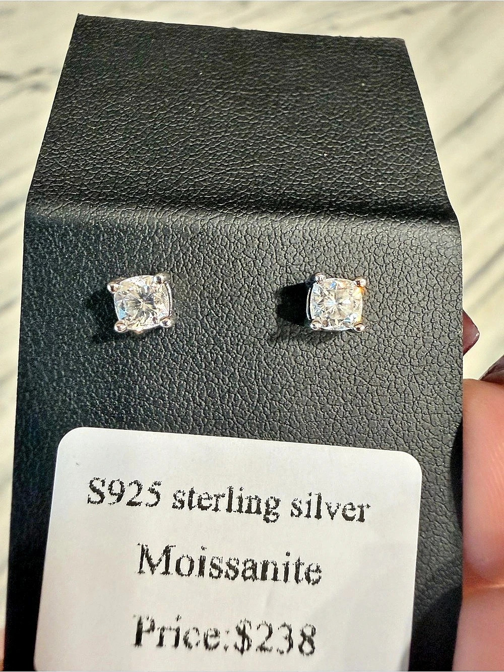 Moissanite Stud Earrings in Silver NWT